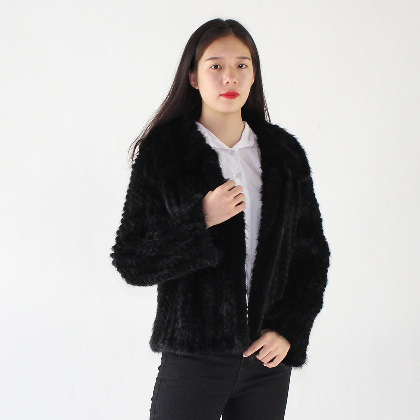 Women's knitted mink jacket