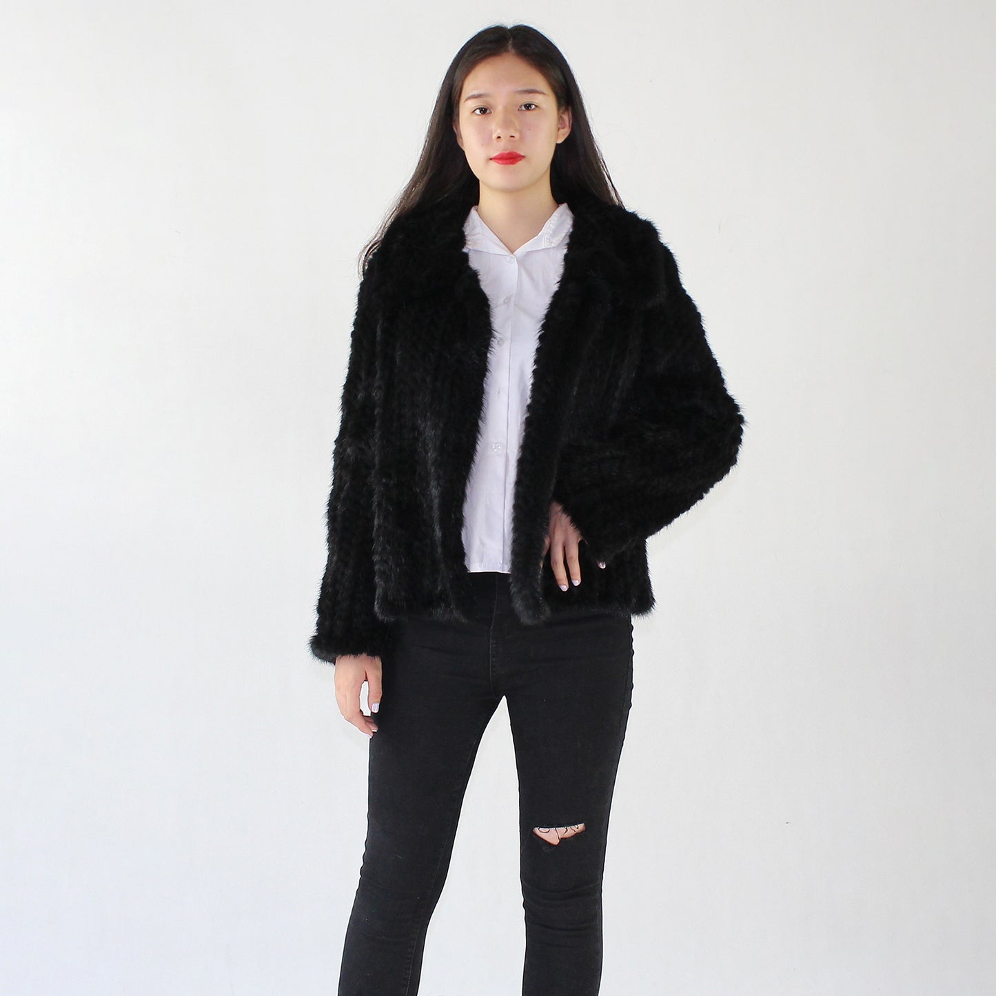 Women's knitted mink jacket