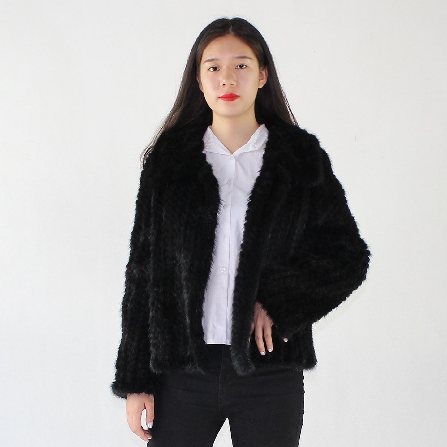 Women's knitted mink jacket