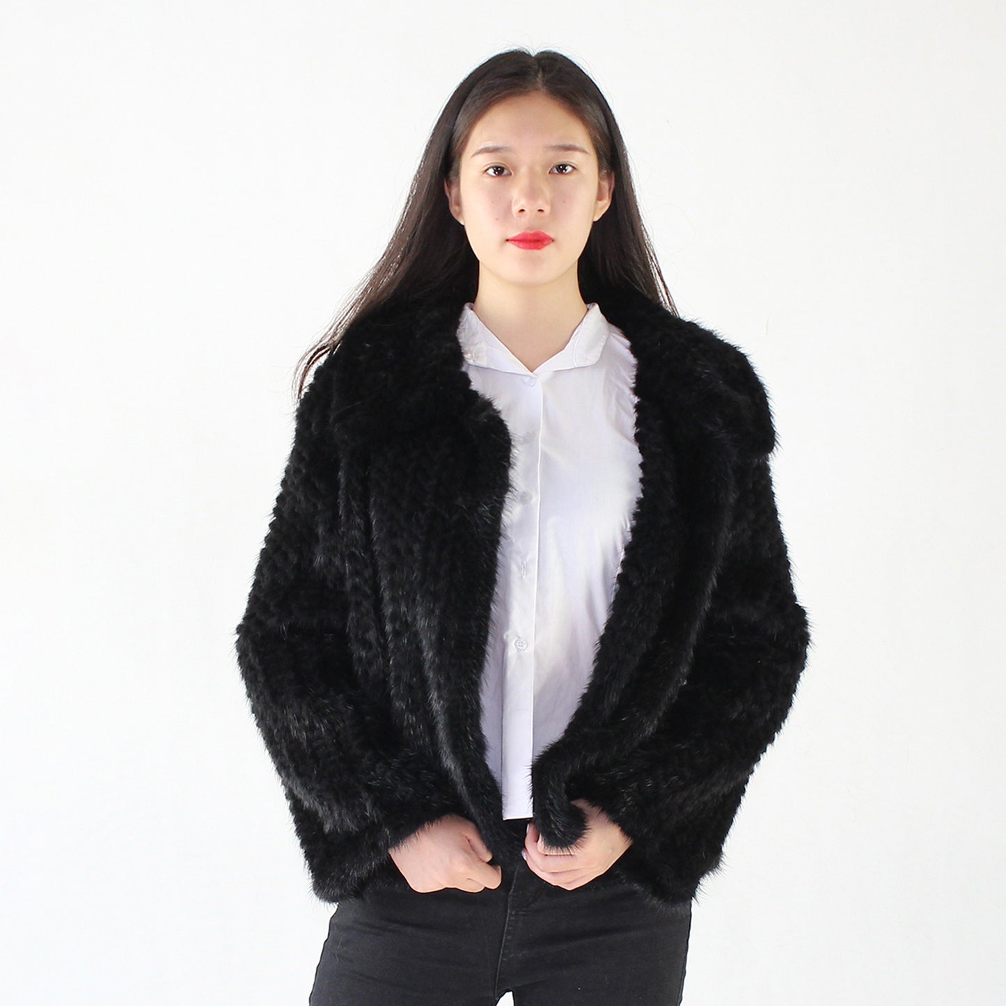 Women's knitted mink jacket