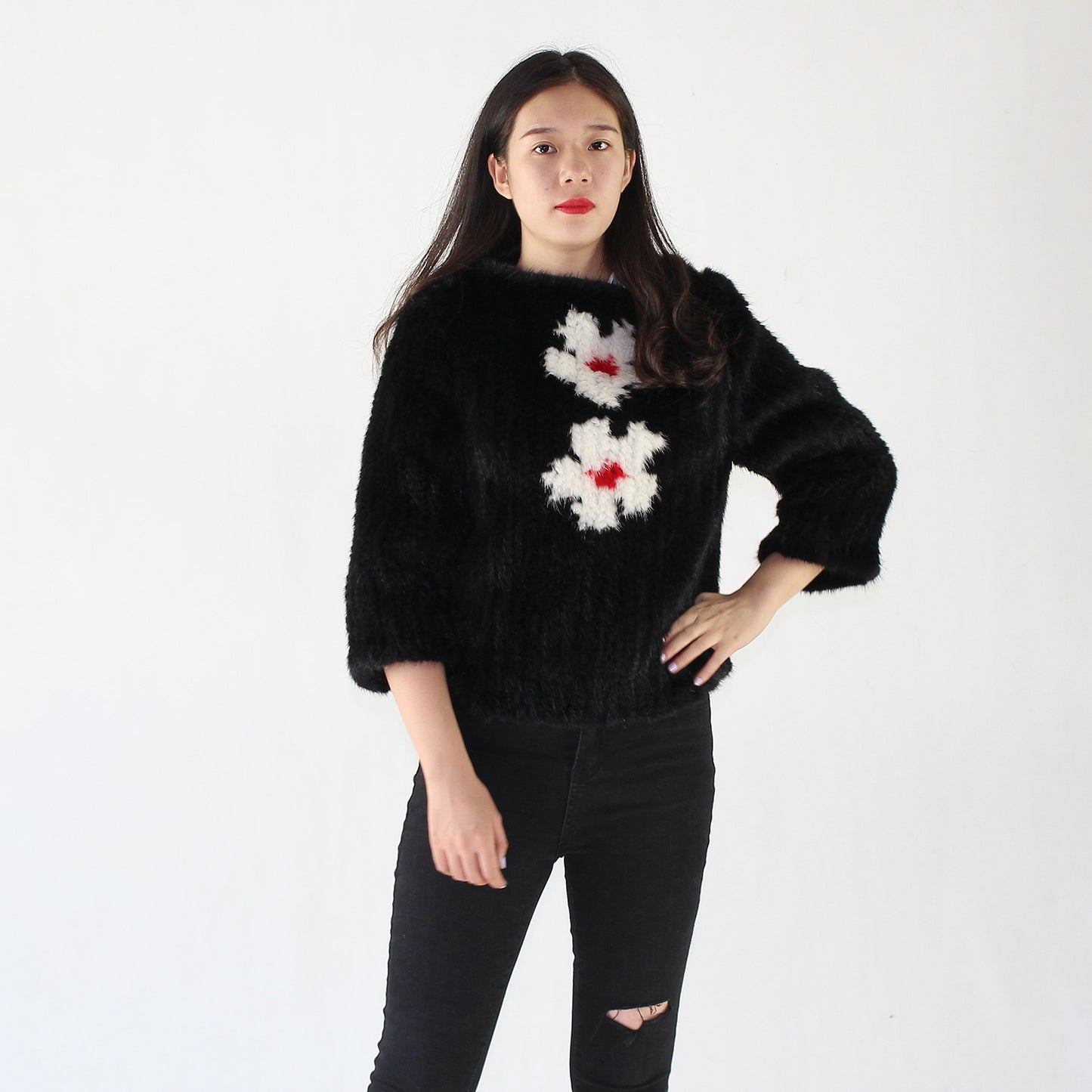 Women's knitted mink top