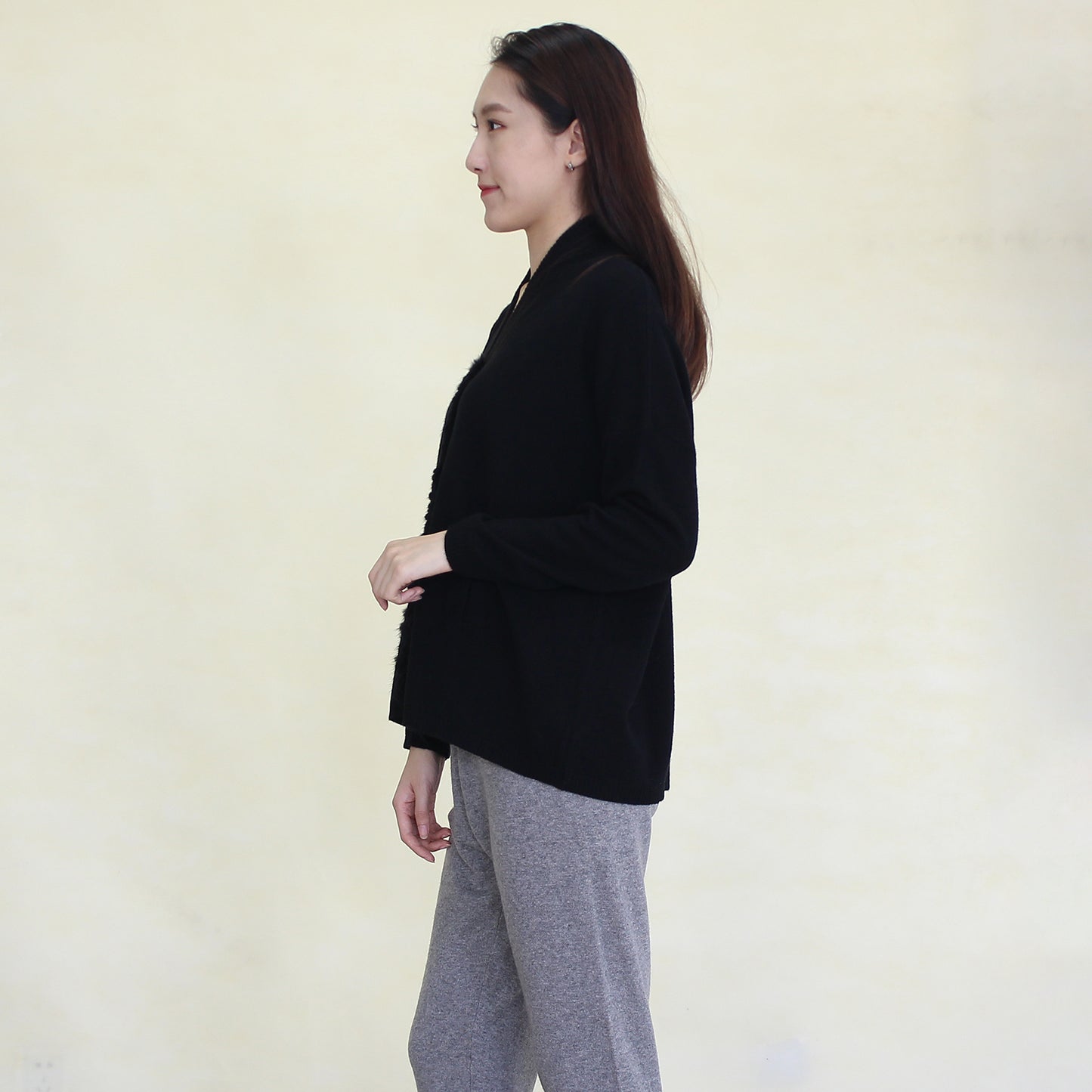 Women's cashmere pullover with mink