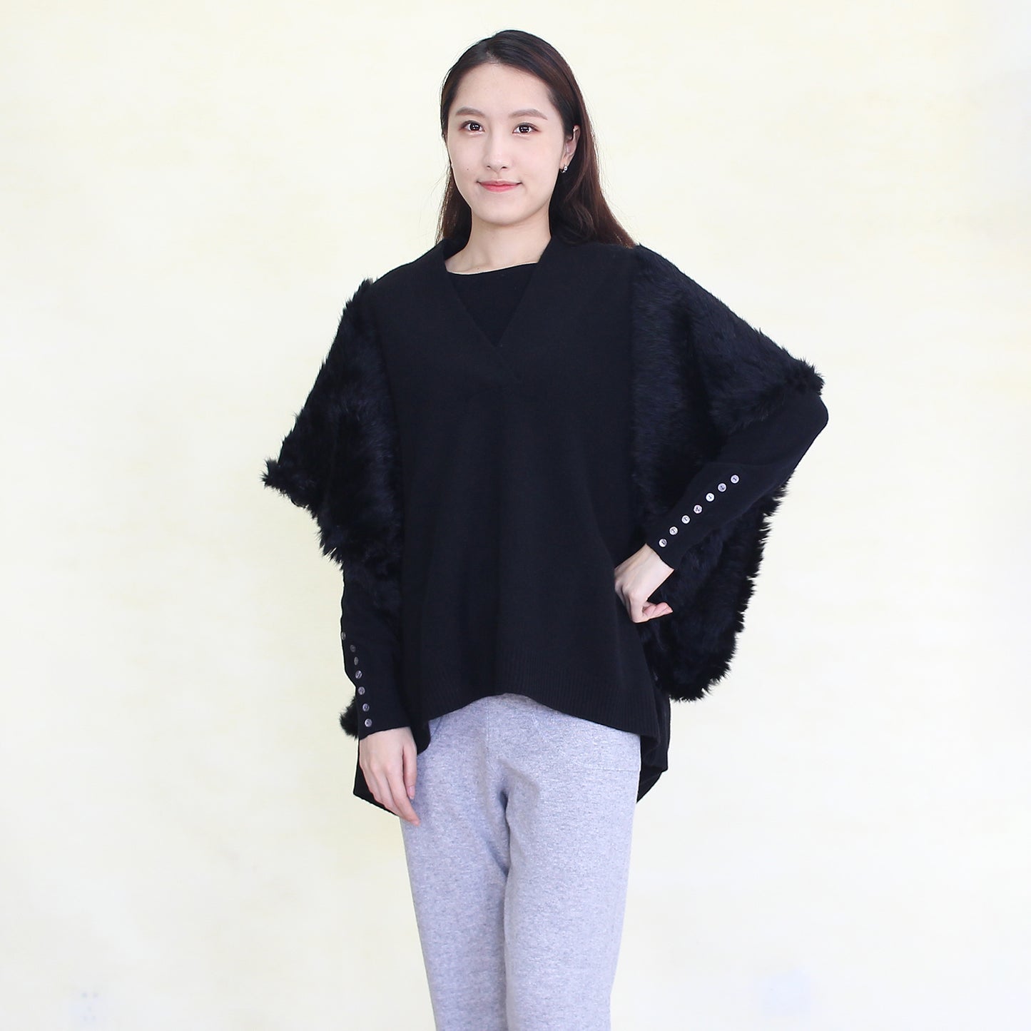 Women's cashmere and beach sheepskin pullover
