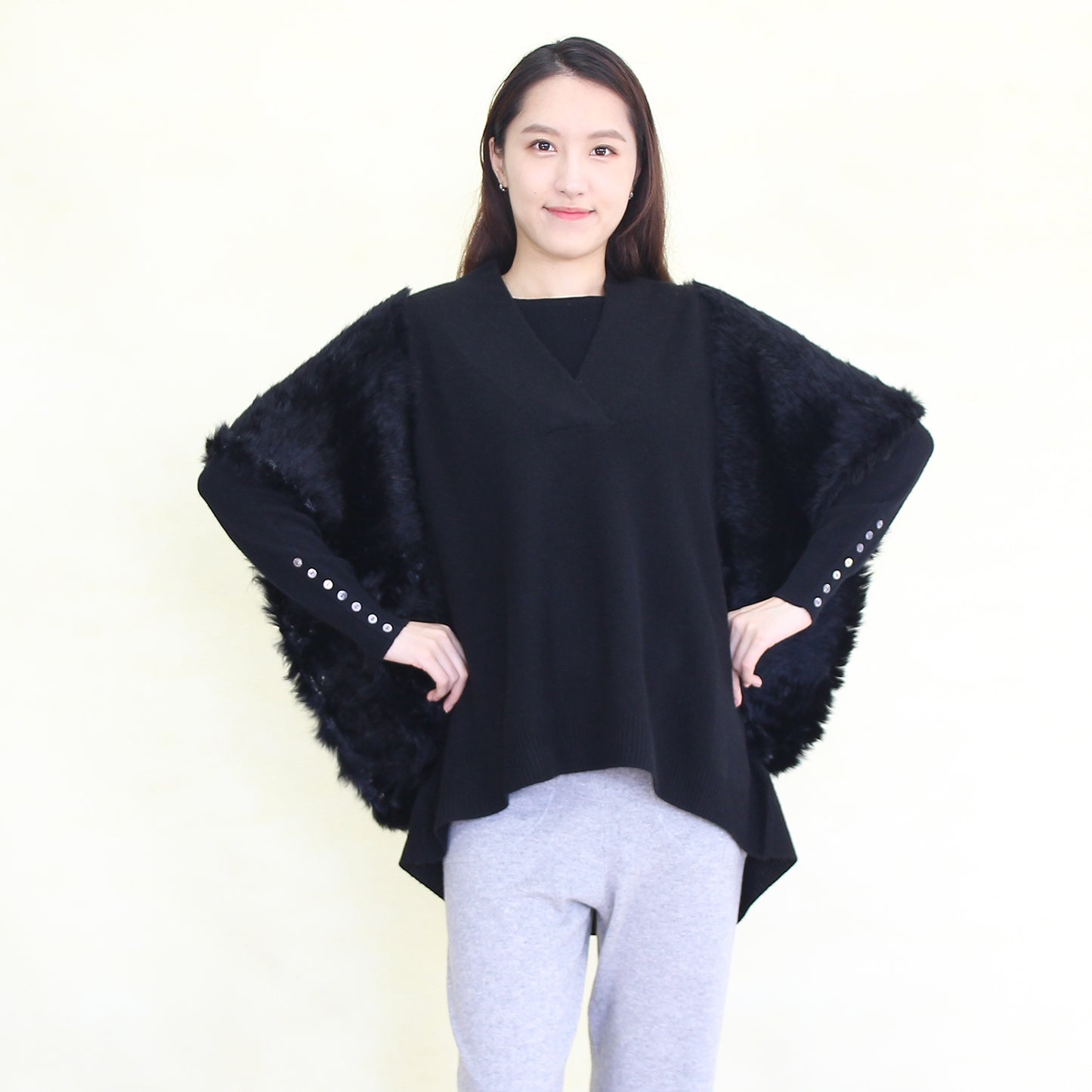 Women's cashmere and beach sheepskin pullover