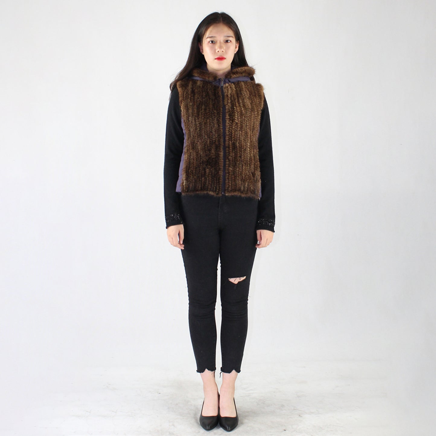 Women's knittrd mink vest