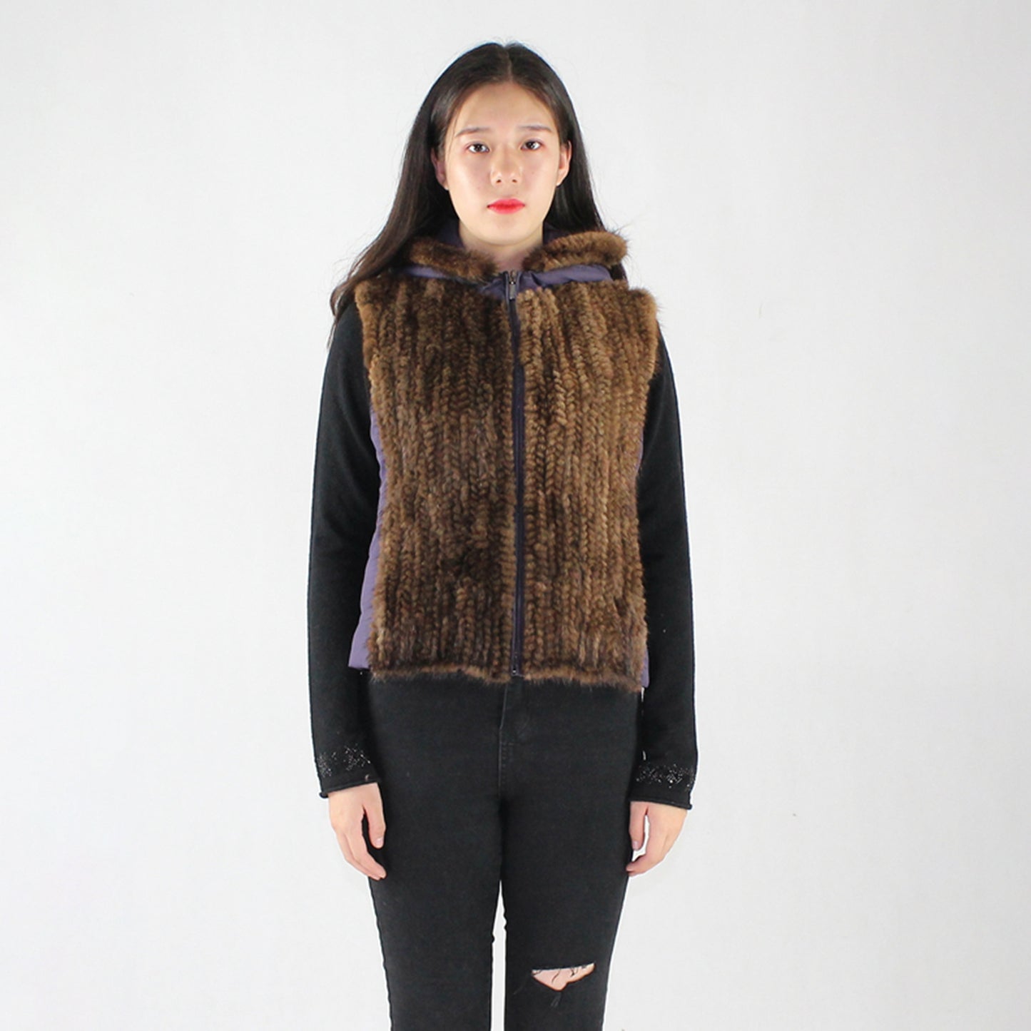 Women's knittrd mink vest