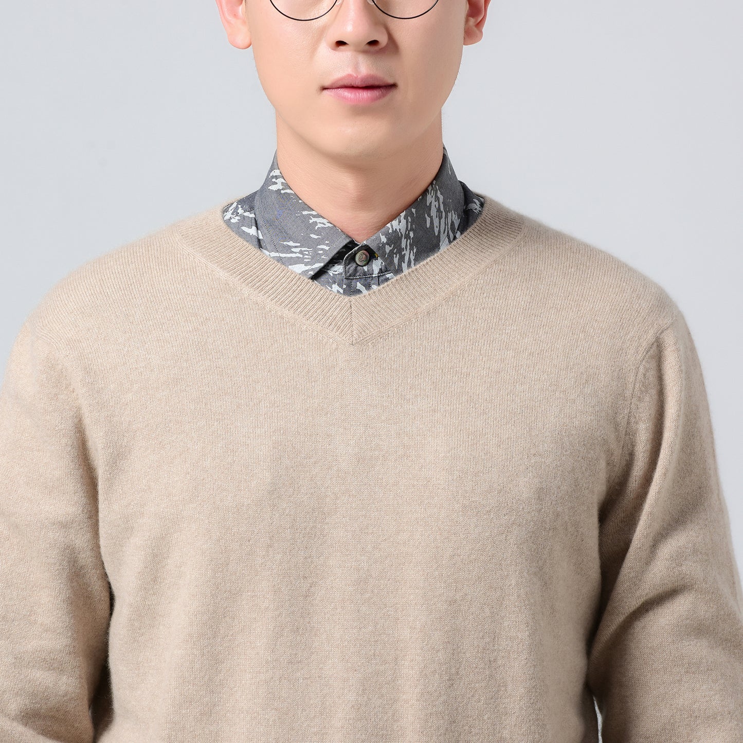 Men's cashmere pullover(small collar)