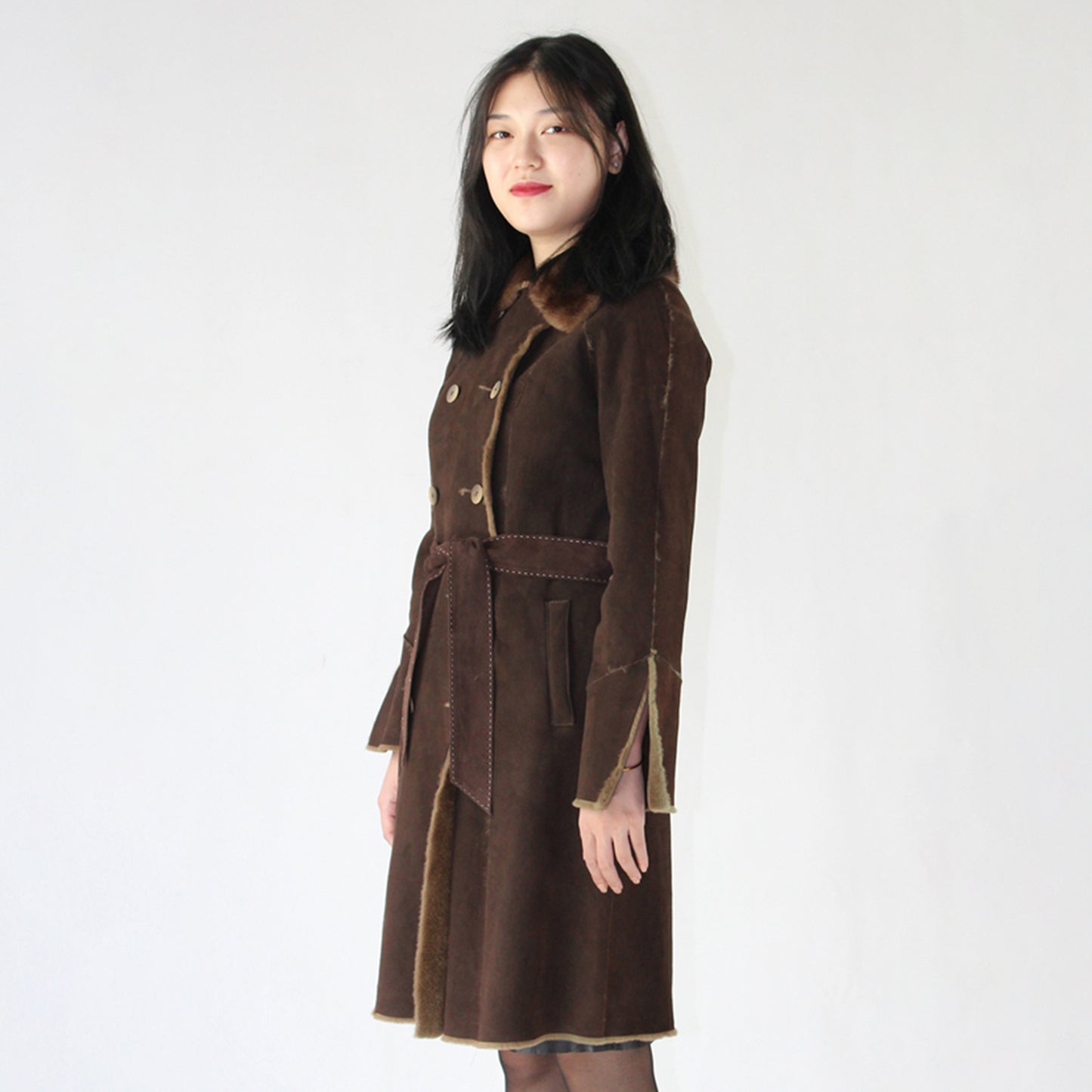 Women's suede mink coat