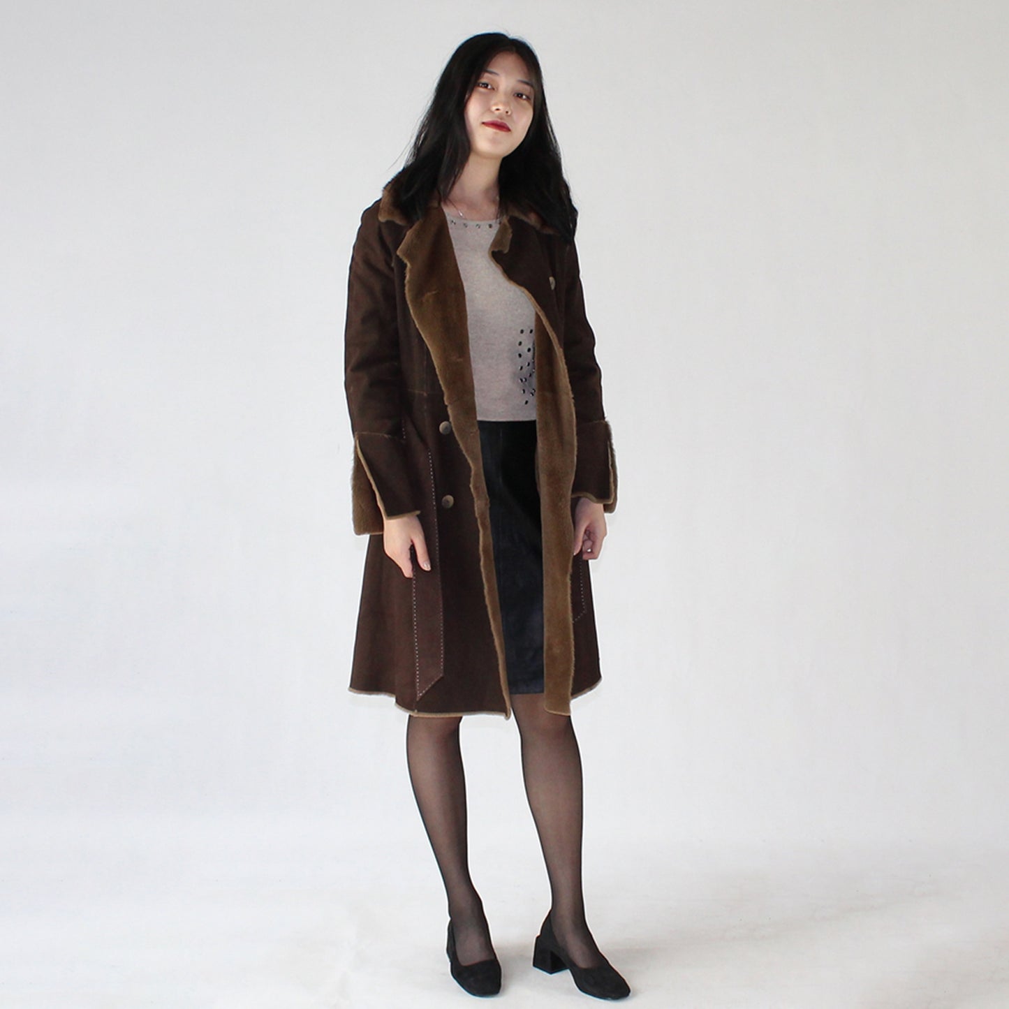 Women's suede mink coat