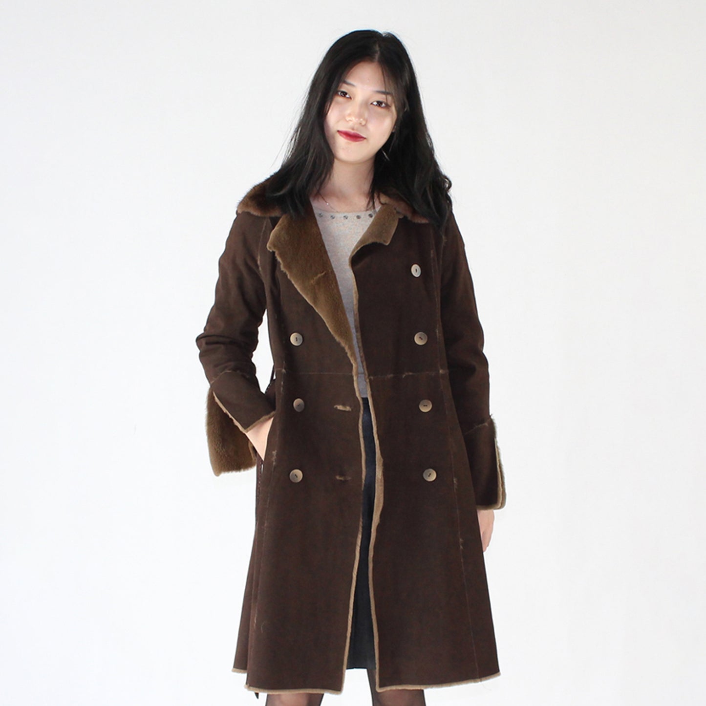 Women's suede mink coat