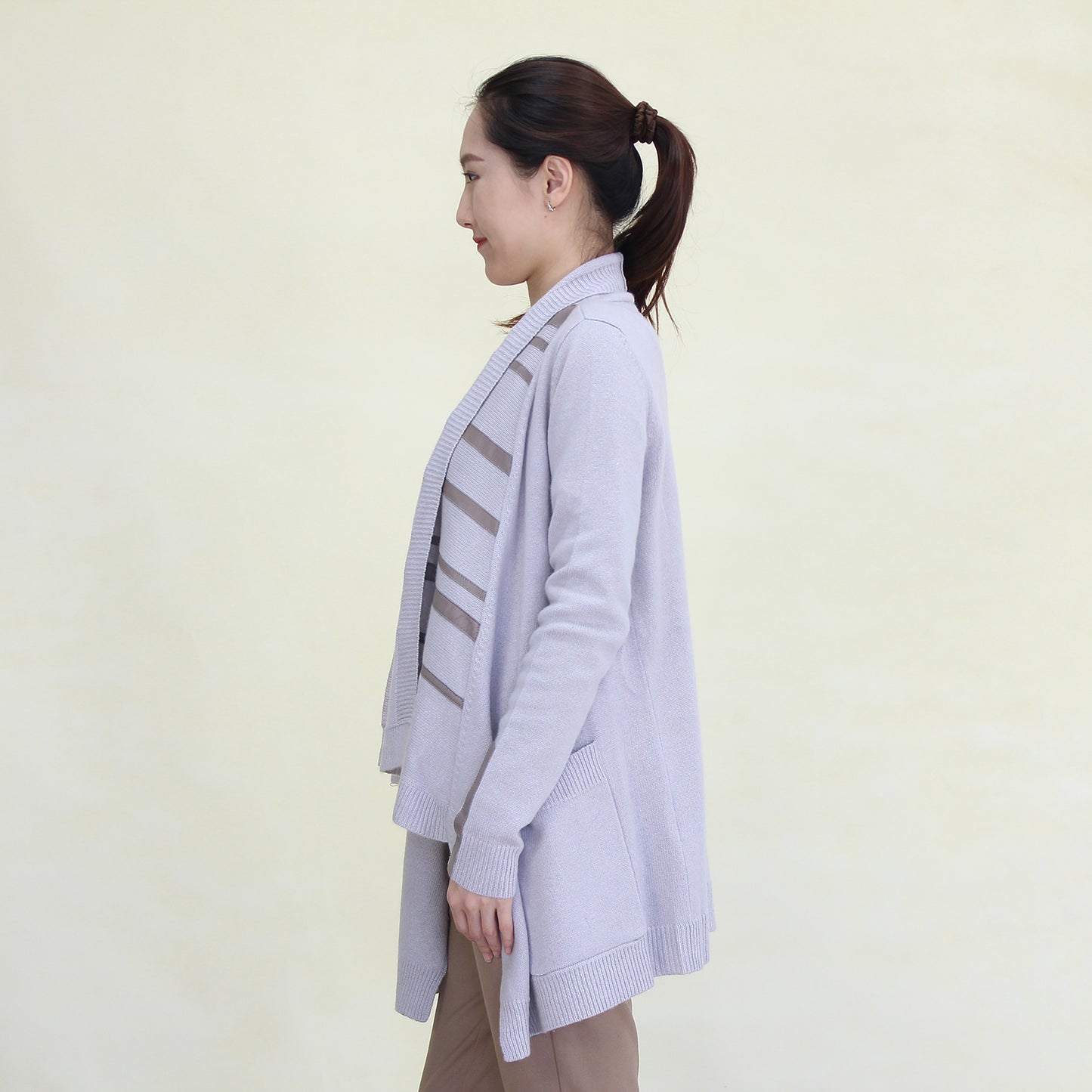 Women's cashmere coat with leather