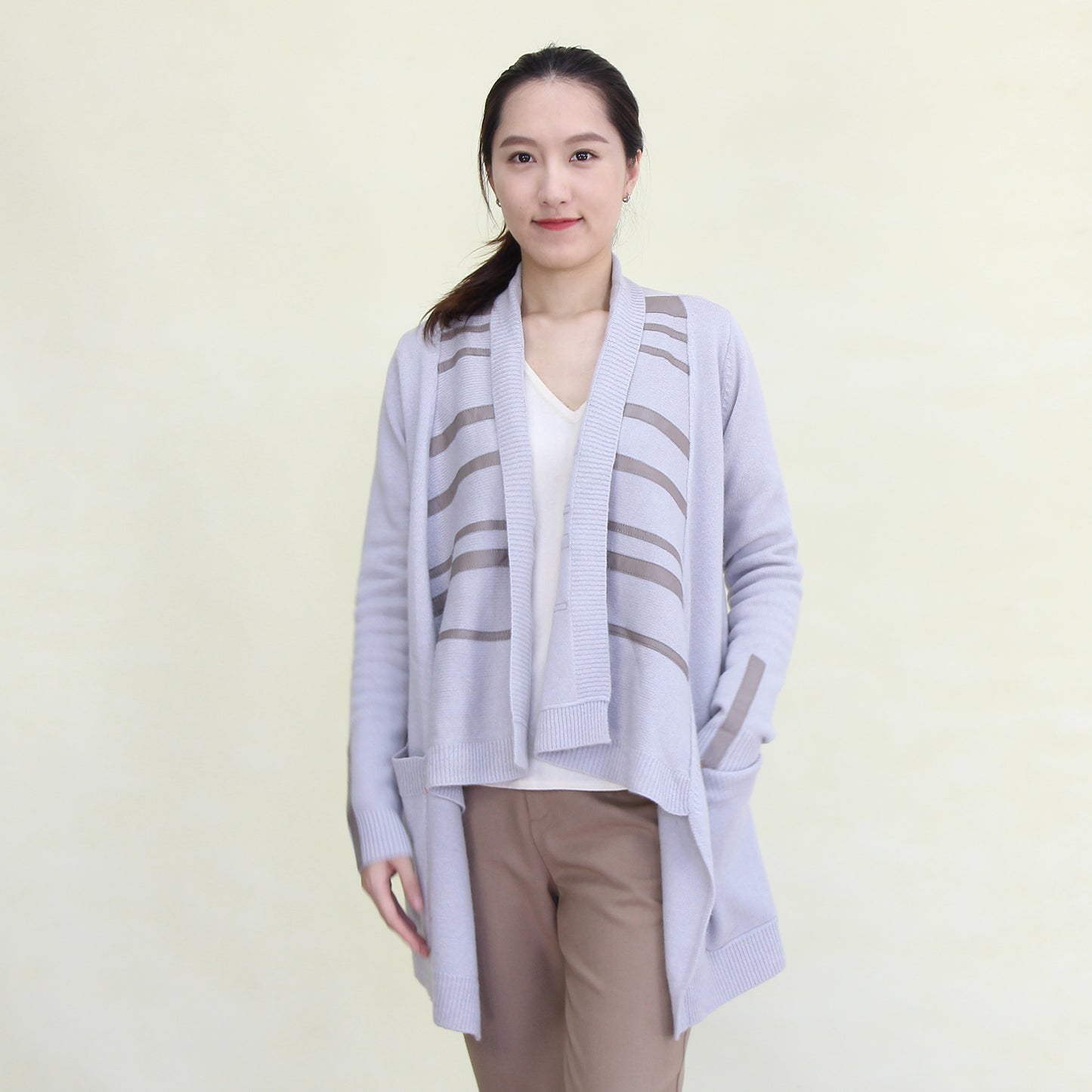 Women's cashmere coat with leather