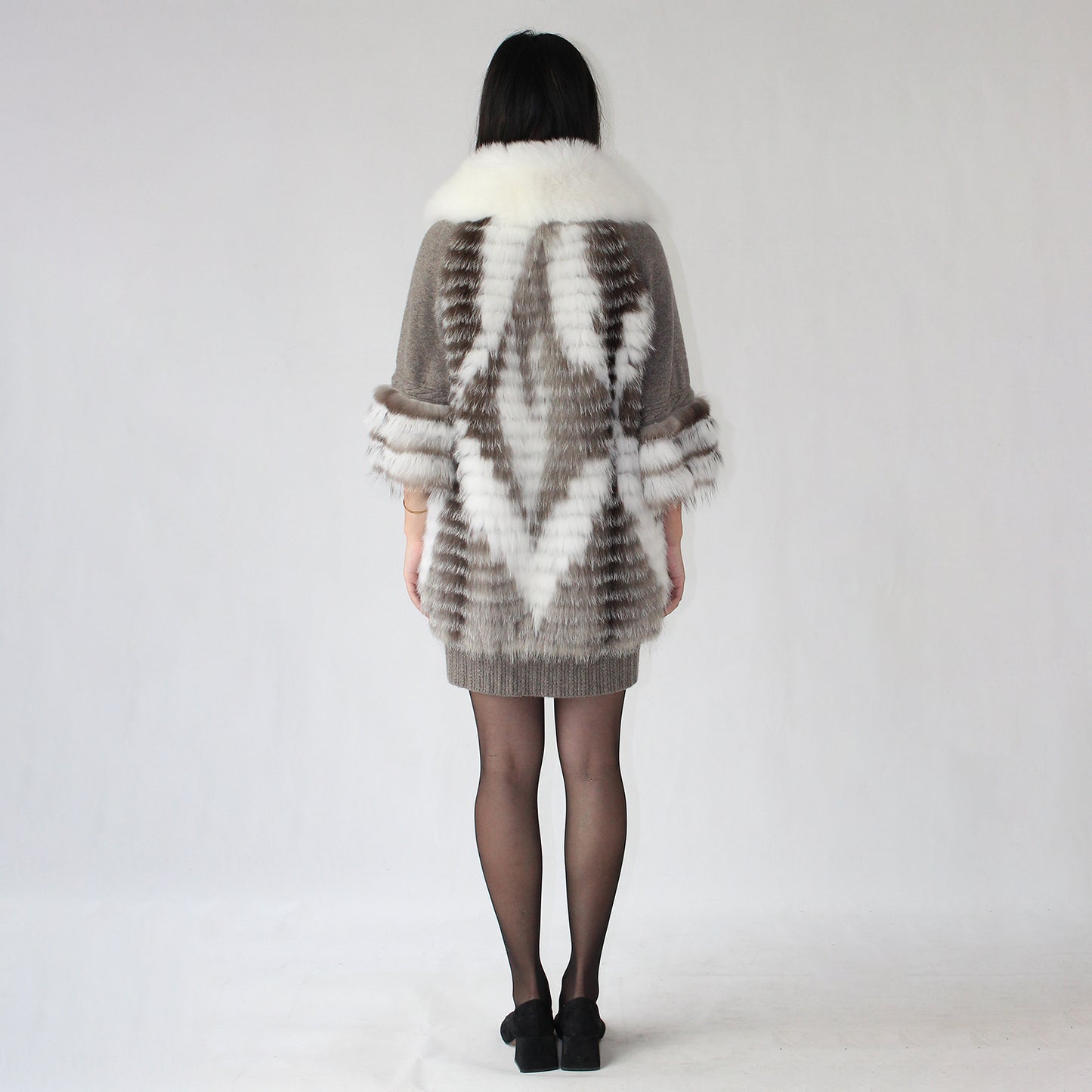 Women's cashmere coat with fox fur