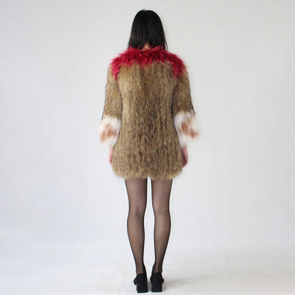Women's raccoon fur coat