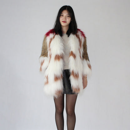 Women's raccoon fur coat