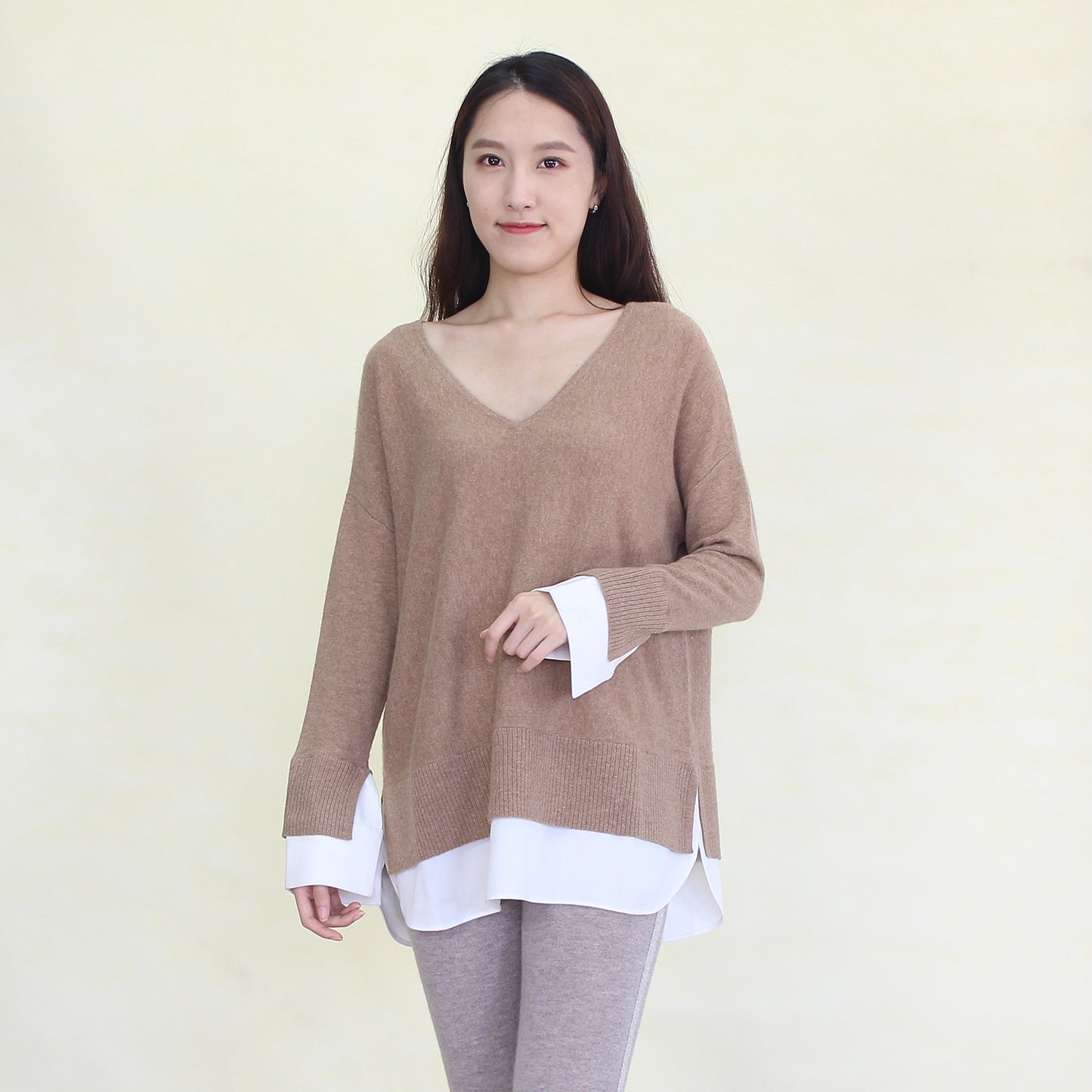 Women's cotton and cashmere blending pullover