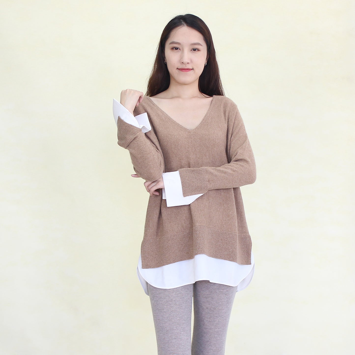 Women's cotton and cashmere blending pullover