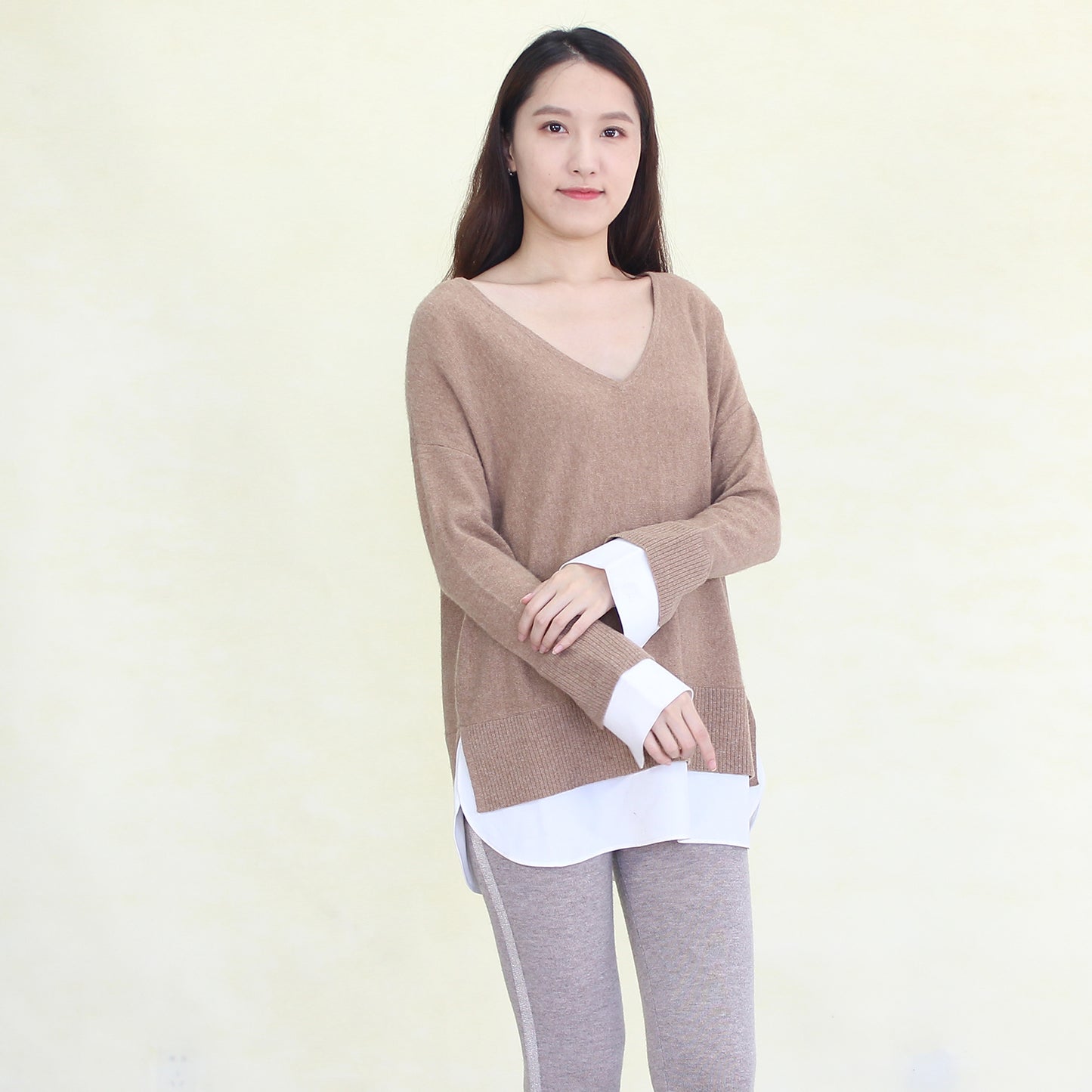 Women's cotton and cashmere blending pullover