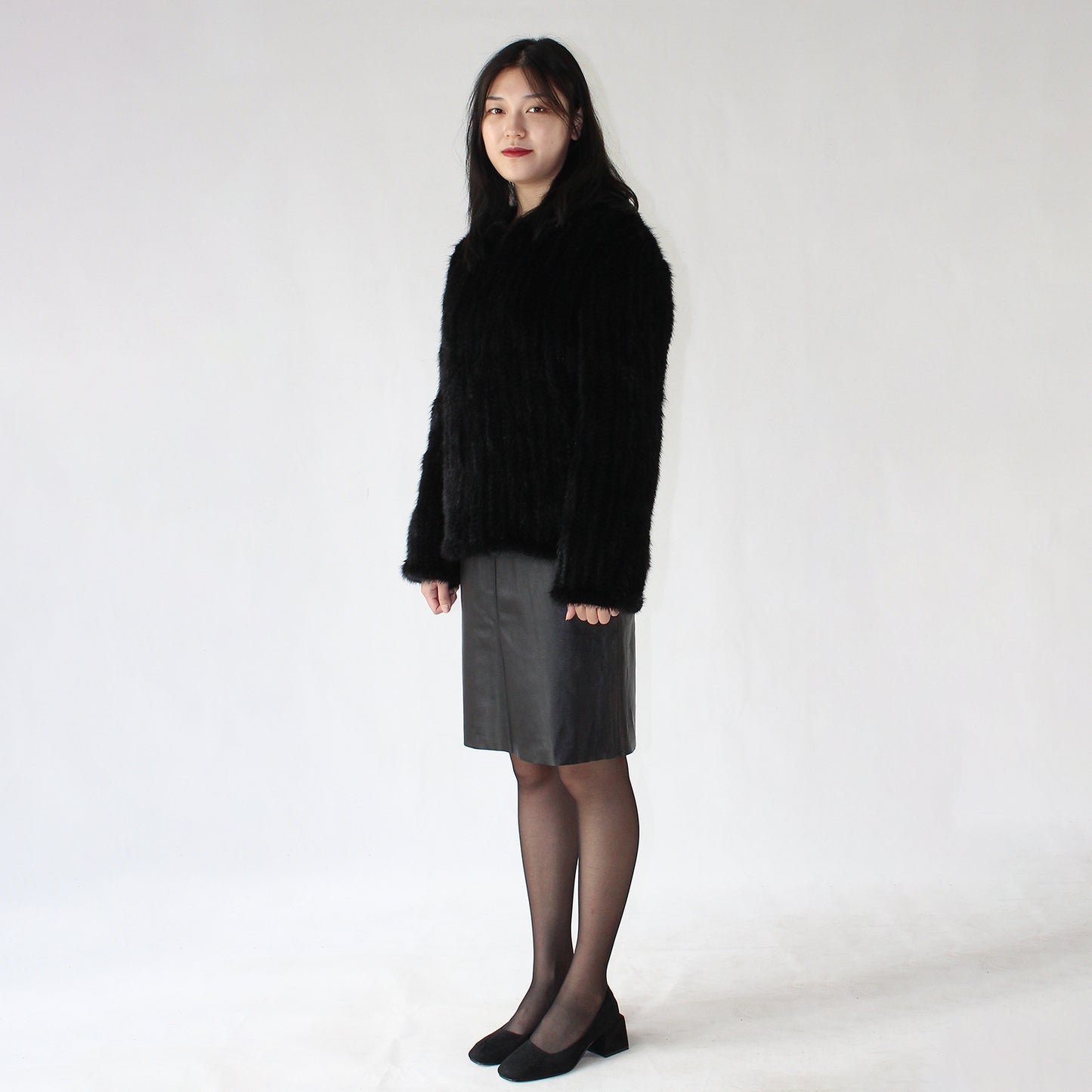 Women's knitted mink jacket