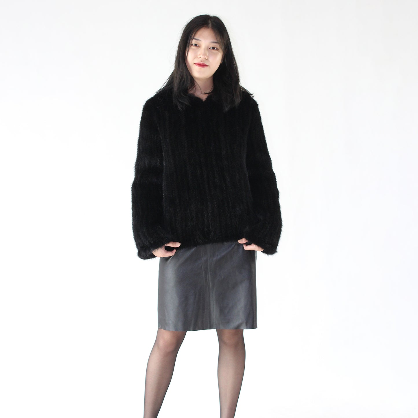 Women's knitted mink jacket