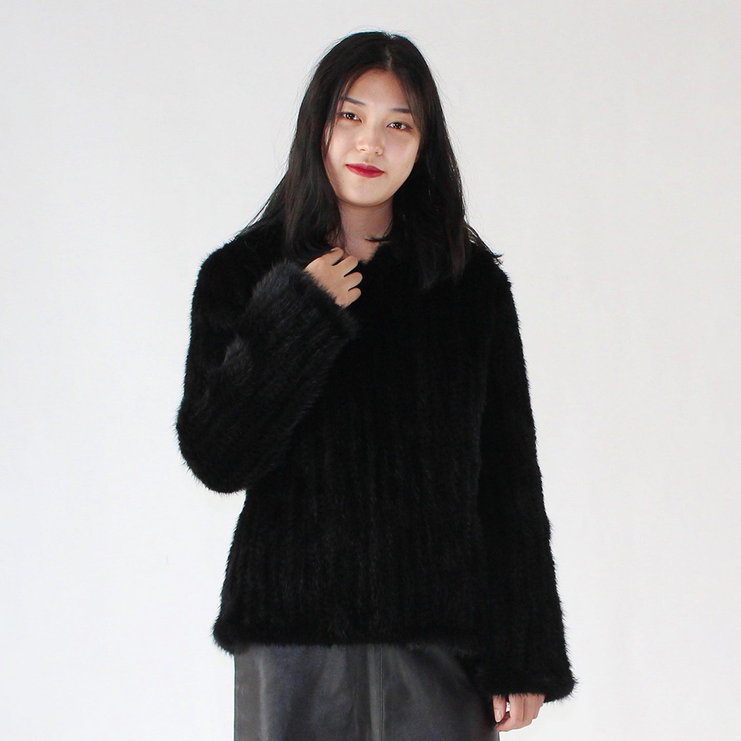 Women's knitted mink jacket