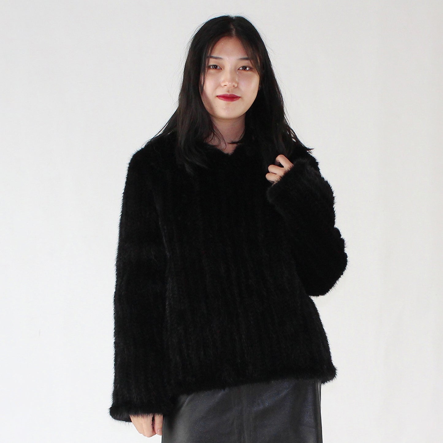 Women's knitted mink jacket