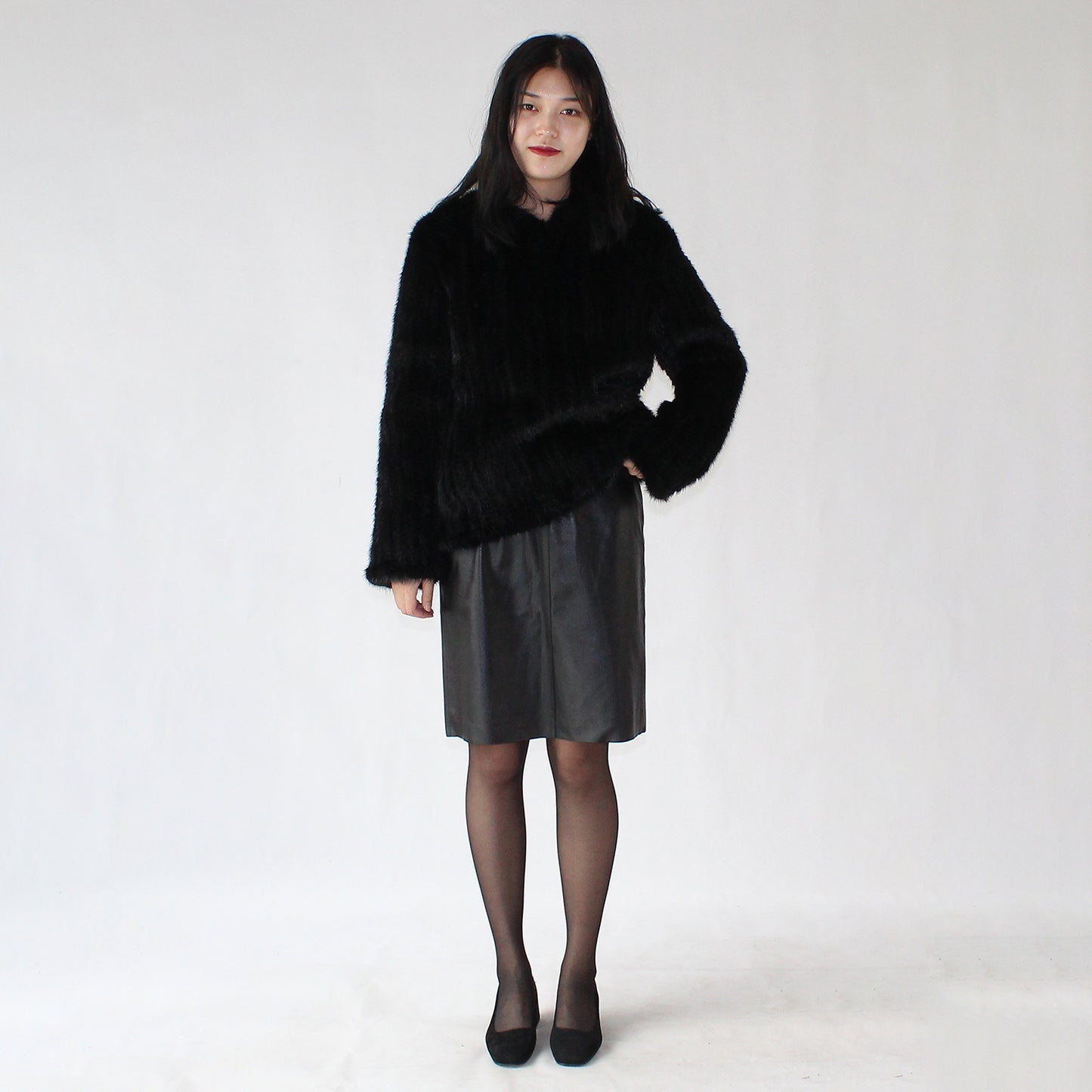 Women's knitted mink jacket
