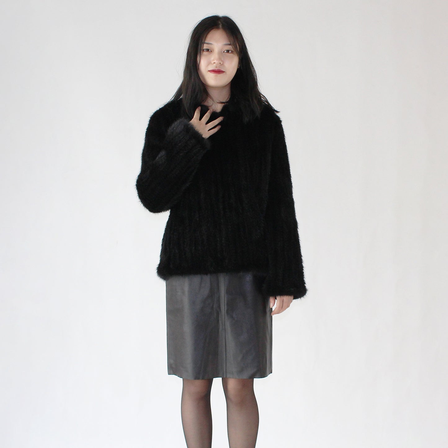 Women's knitted mink jacket