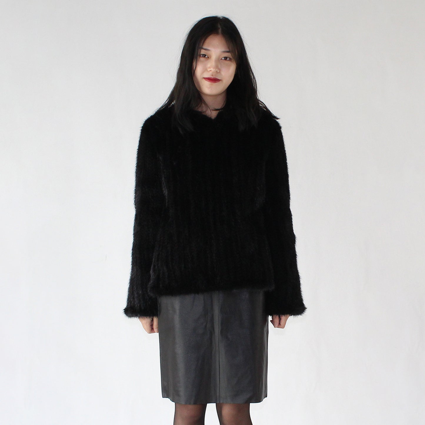 Women's knitted mink jacket