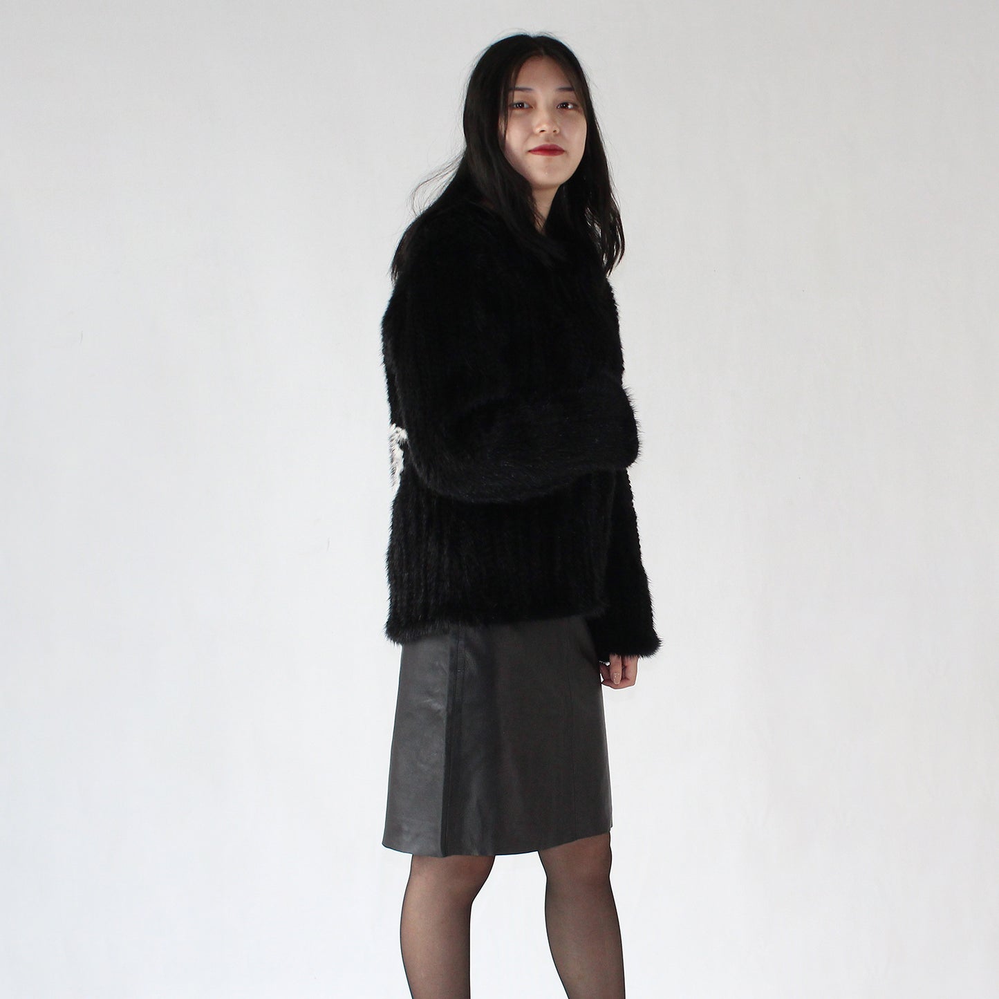 Women's knitted mink jacket