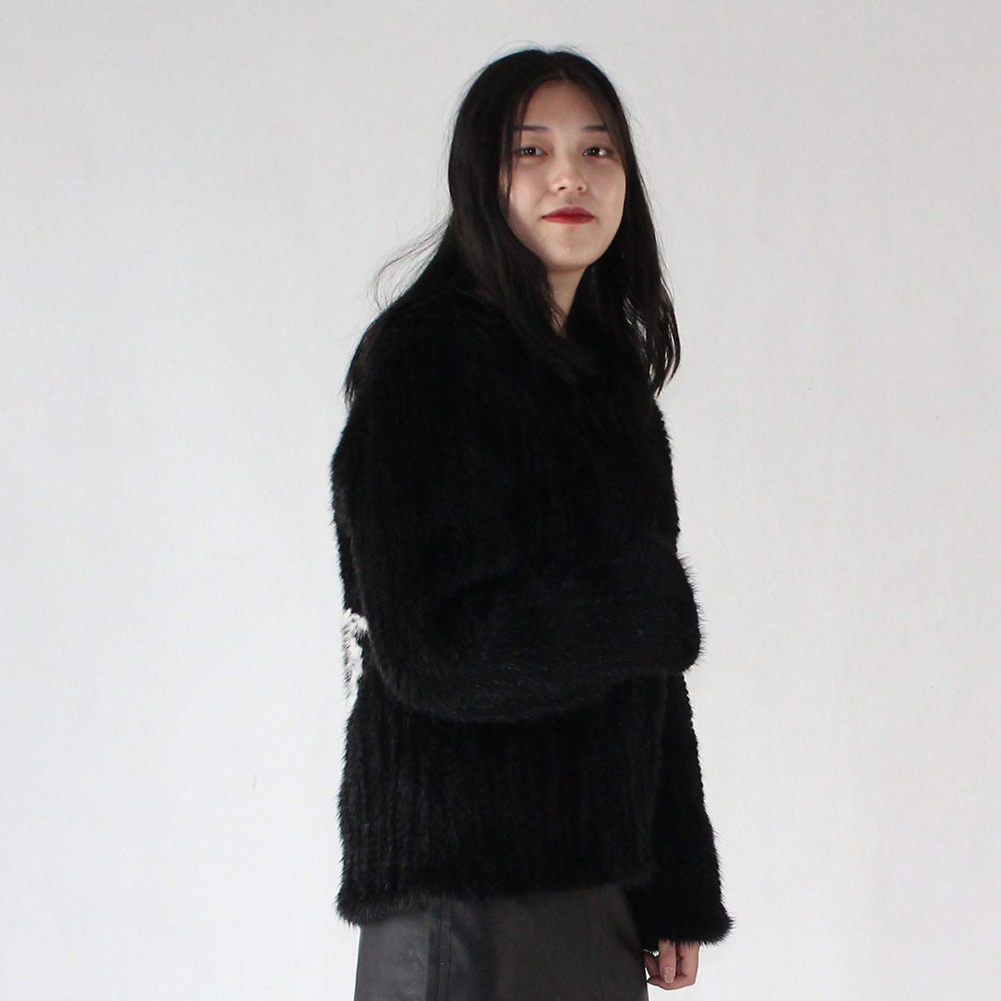 Women's knitted mink jacket