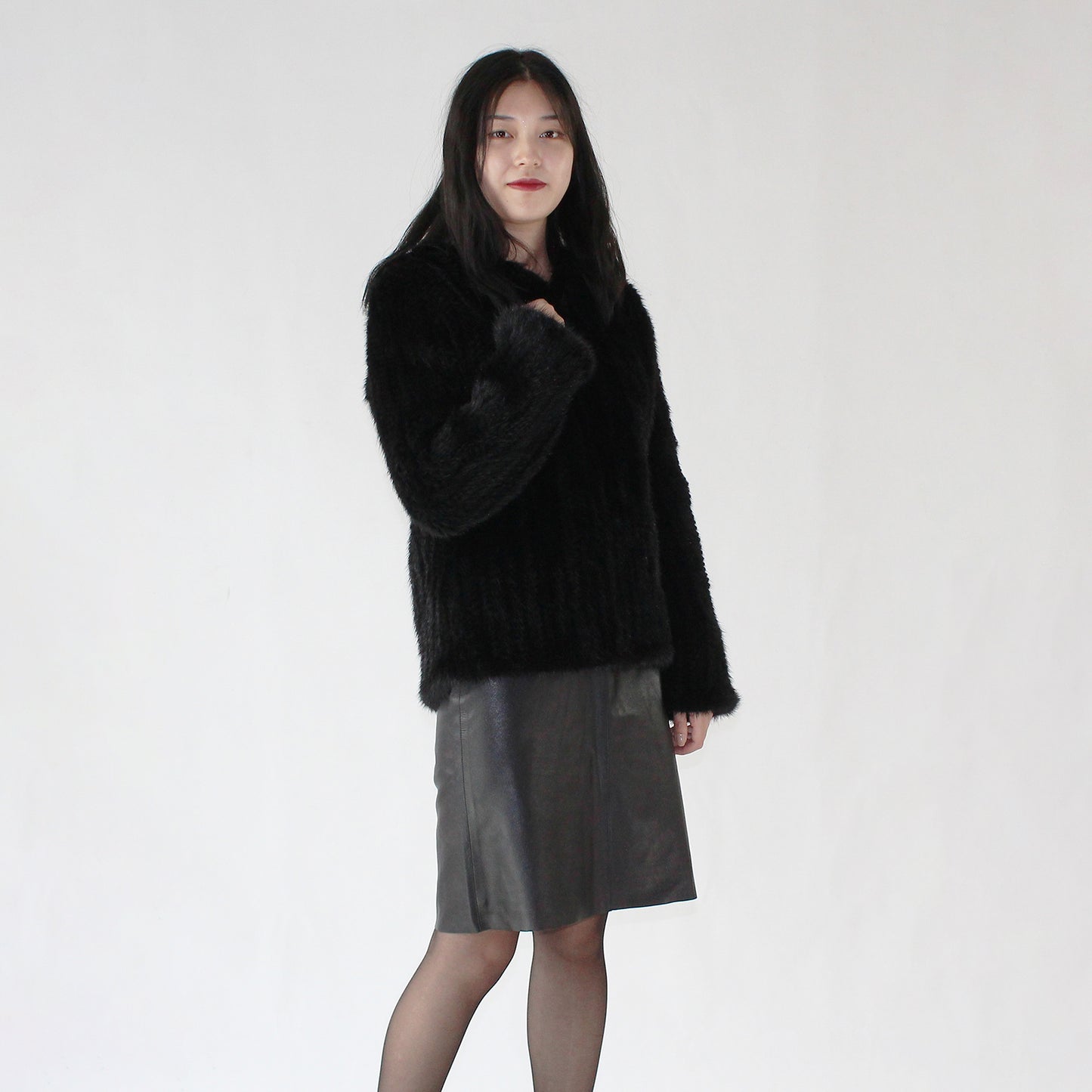 Women's knitted mink jacket
