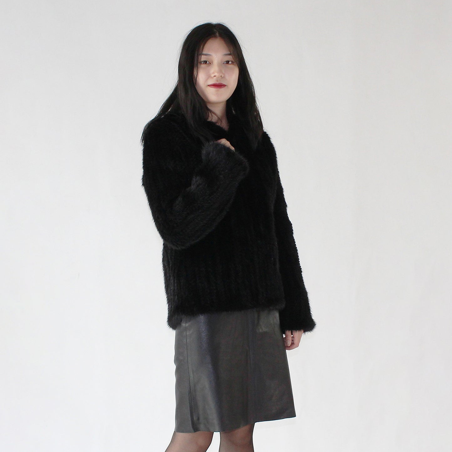 Women's knitted mink jacket