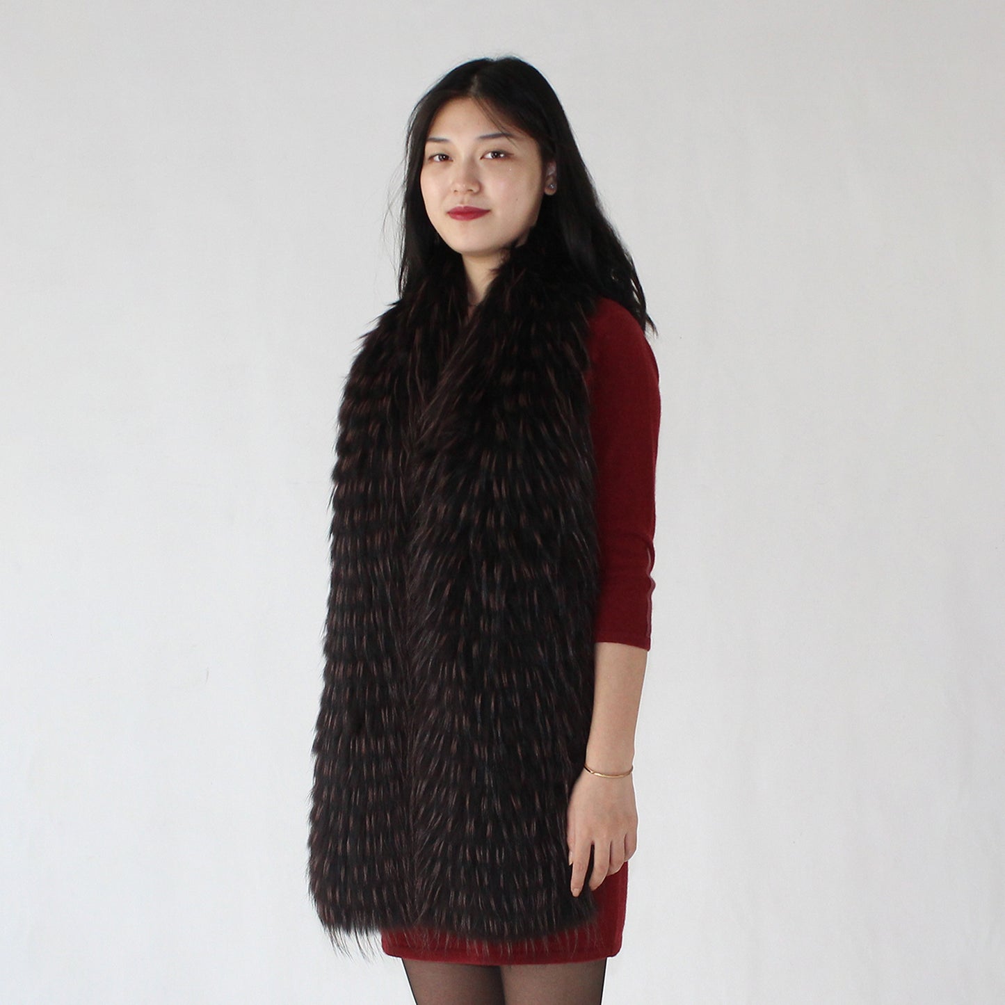 Women's raccoon fur shawl