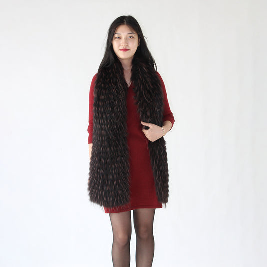 Women's raccoon fur shawl