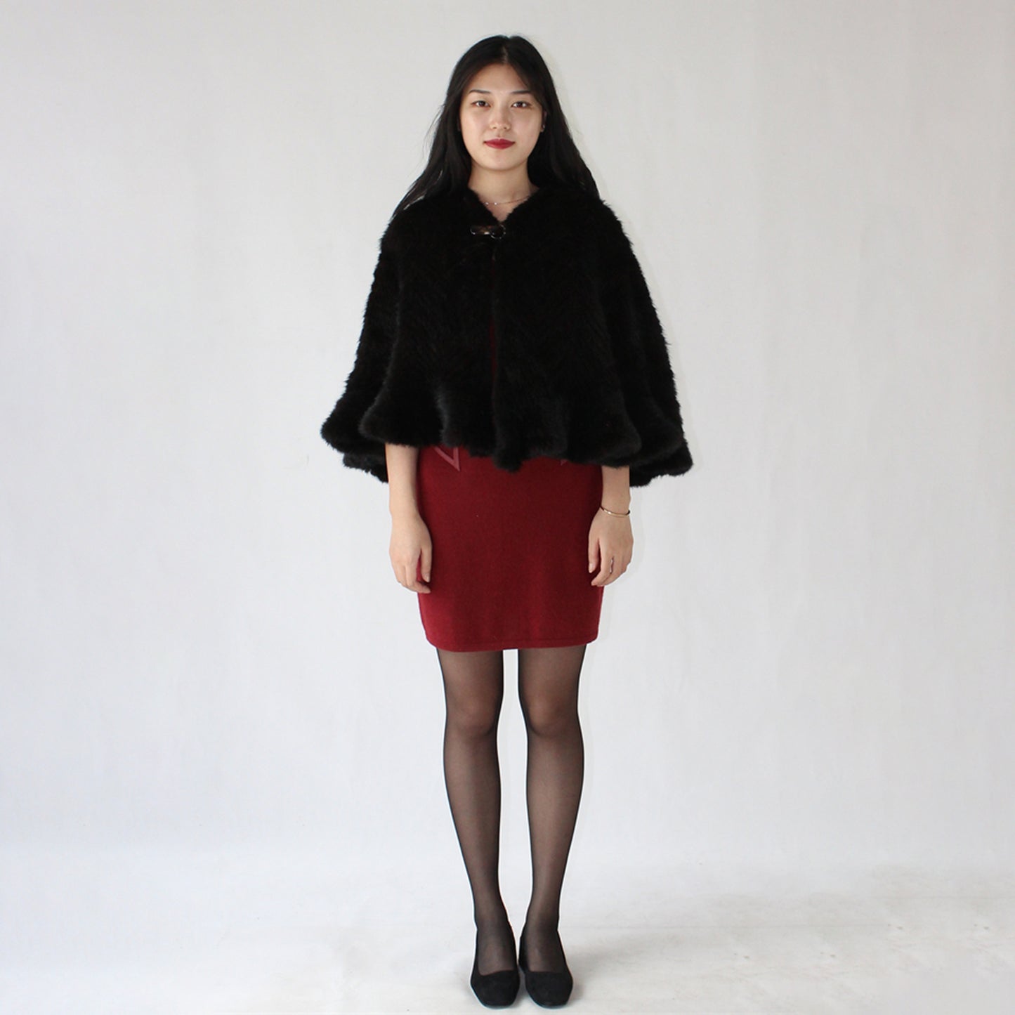 Women's knitted mink shawl