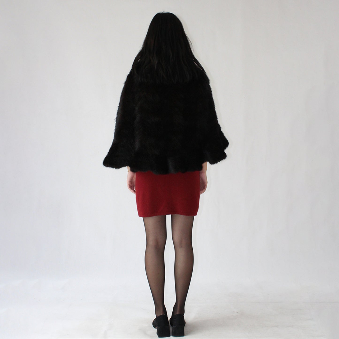 Women's knitted mink shawl