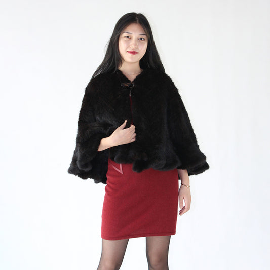 Women's knitted mink shawl