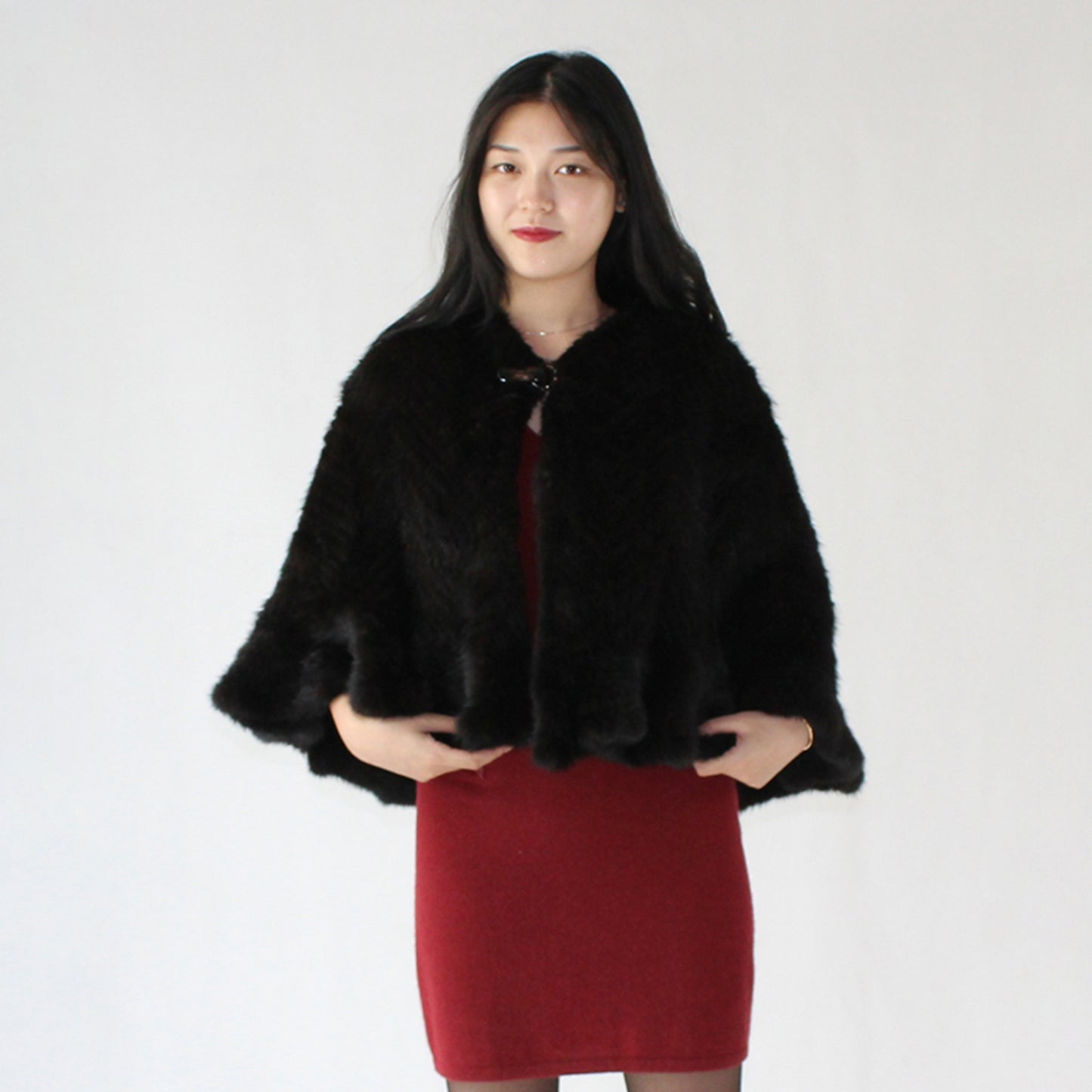 Women's knitted mink shawl