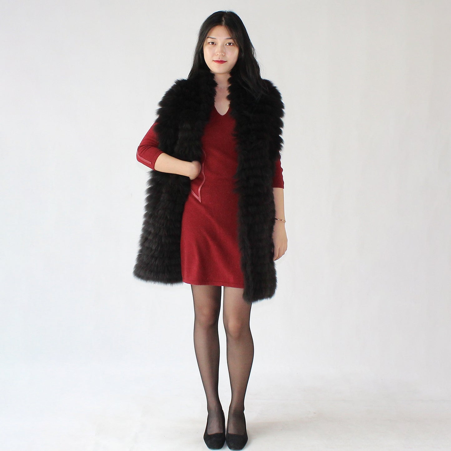 Women's fox fur shawl