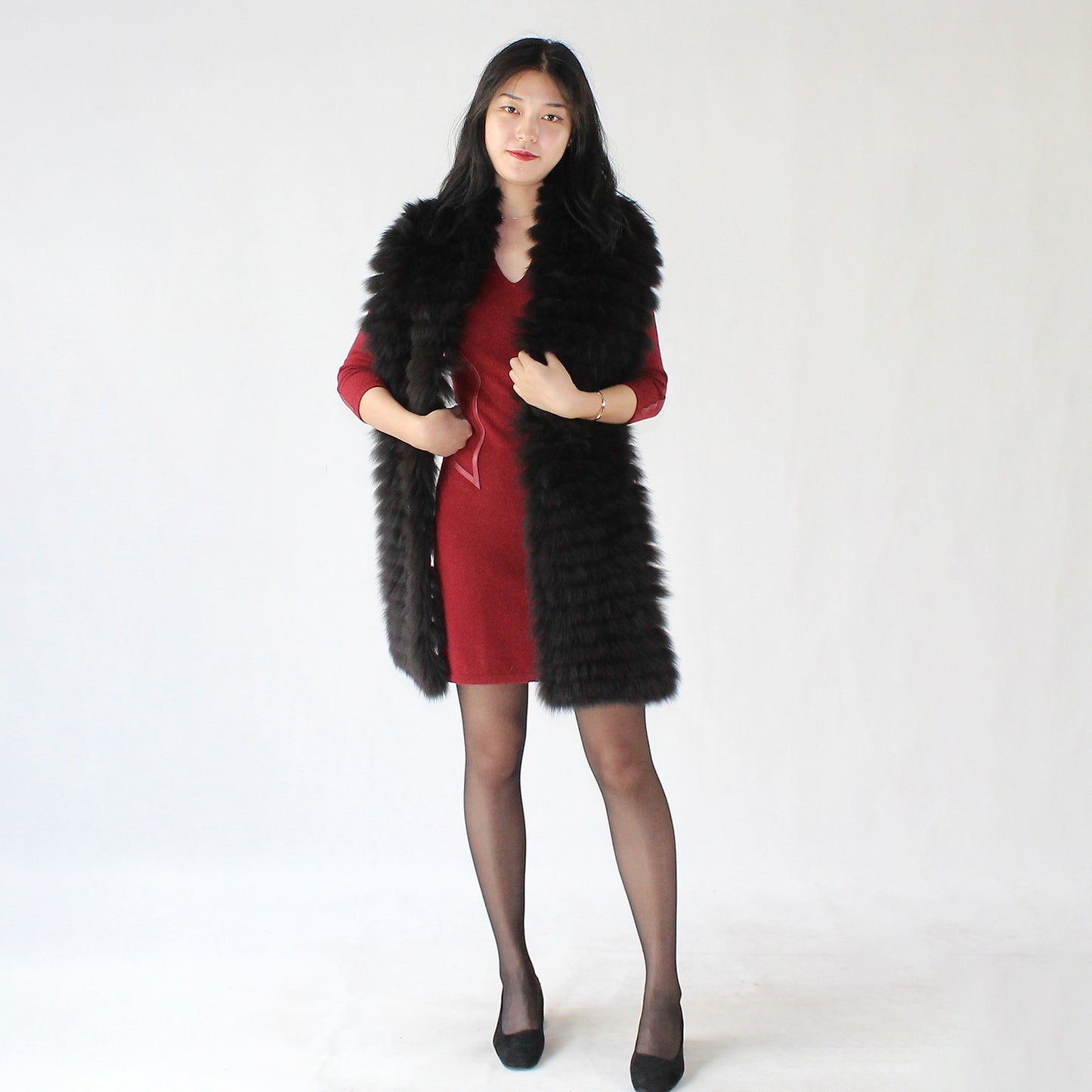 Women's fox fur shawl