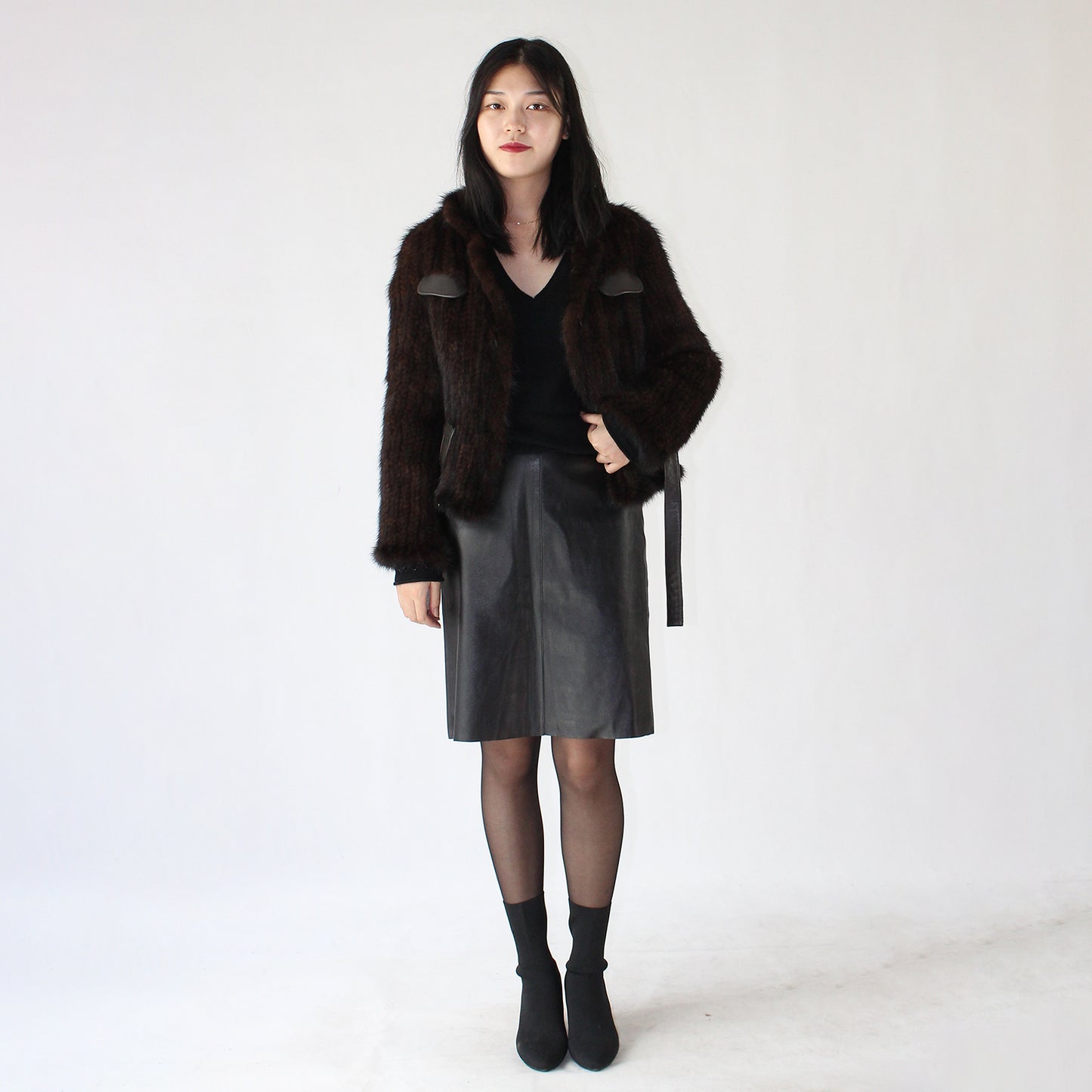 Women's knitted mink jacket