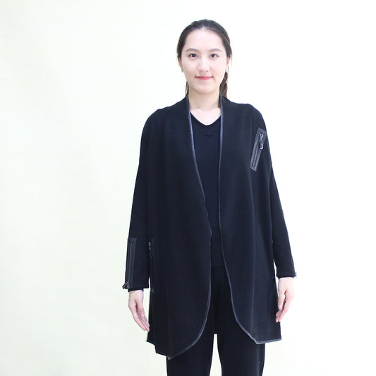 Women's cashmere coat with leather