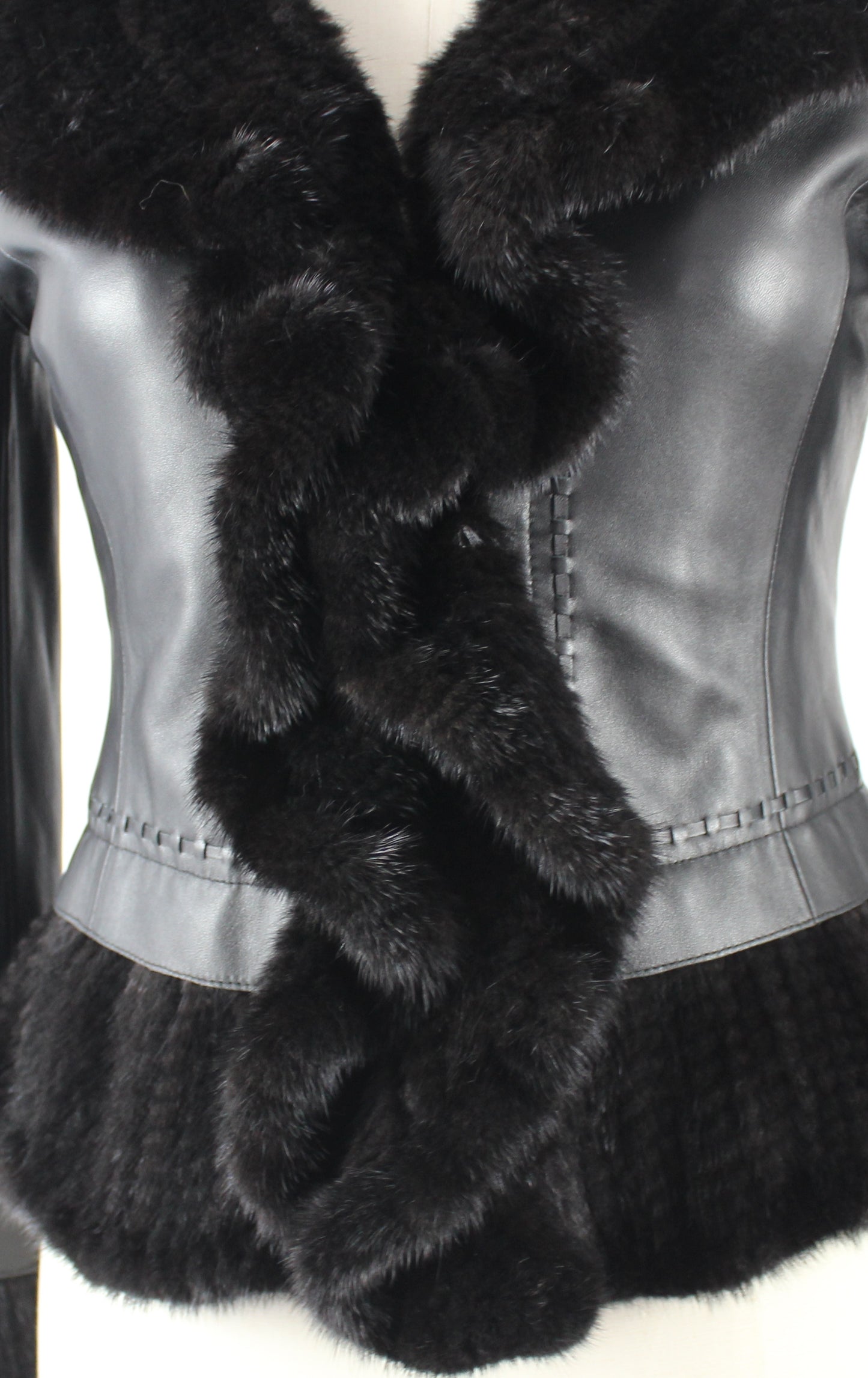Women's smooth soft sheepskin top and skirt