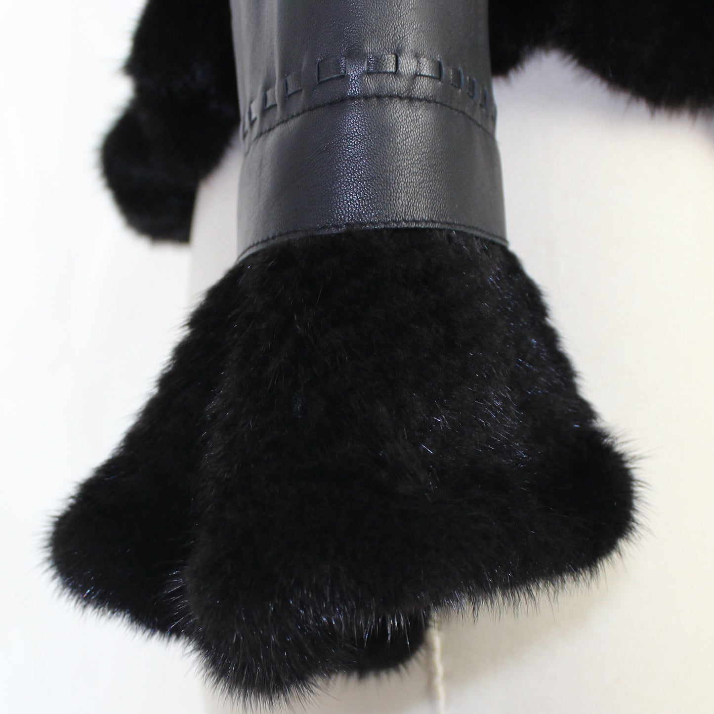 Women's smooth soft sheepskin top and skirt