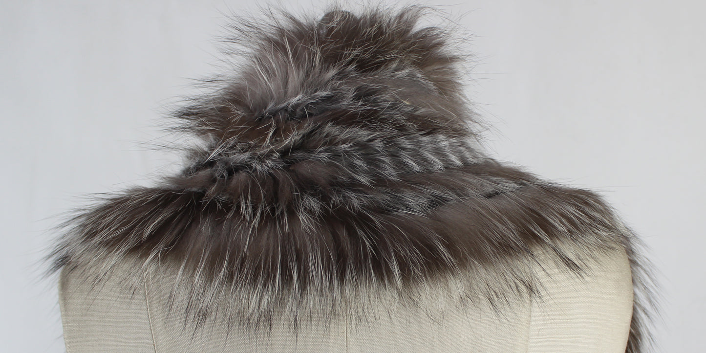 Women's fox fur and raccoon skin shawl