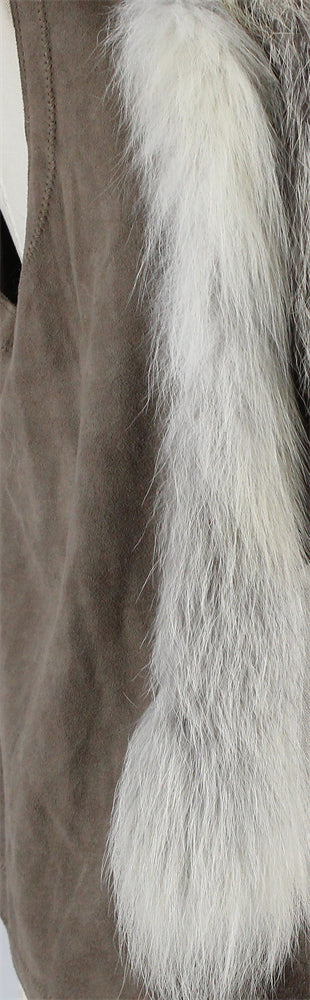 Women's sheepskin vest with fox fur