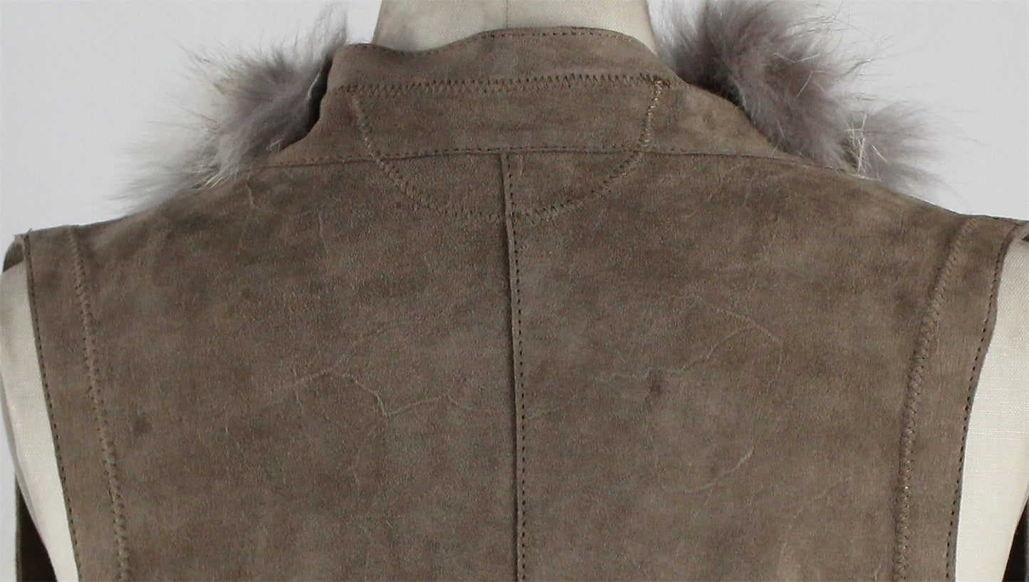 Women's sheepskin vest with fox fur