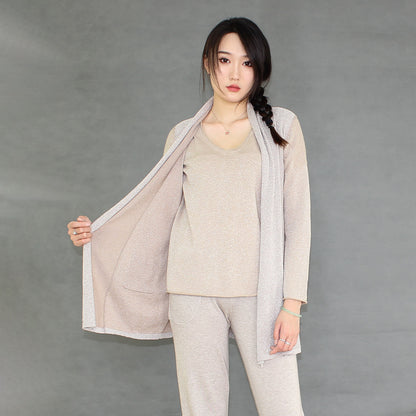 Women's vest with silver thread