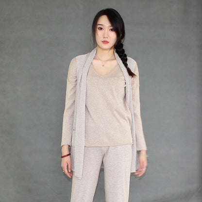 Women's vest with silver thread